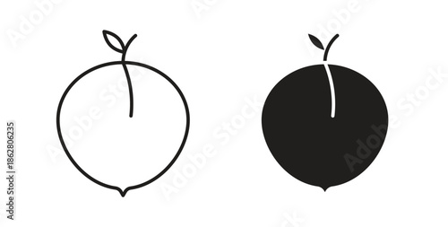 Peach icons linear icon. Line with Editable stroke. monochrome icon
