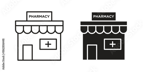 Pharmacy icons linear icon. Line with Editable stroke. monochrome icon
