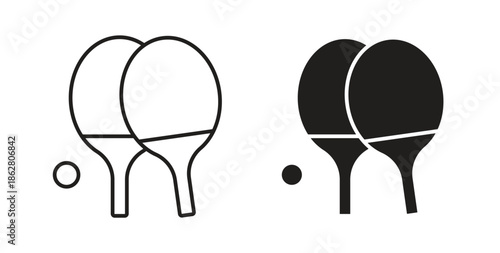 Ping pong icons linear icon. Line with Editable stroke. monochrome icon