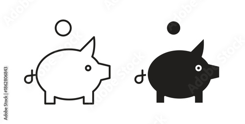 Piggy bank icons linear icon. Line with Editable stroke. monochrome icon