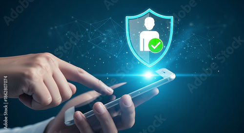Secure personal user data and privacy protection through mobile device technology concept