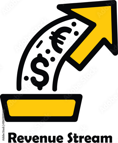 Creative Vector Icon Financial Growth and Rising Revenue Stream Concept