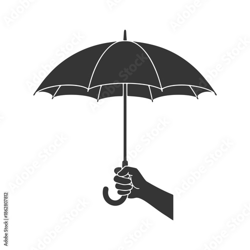 傘を差す手のシルエットアイコン