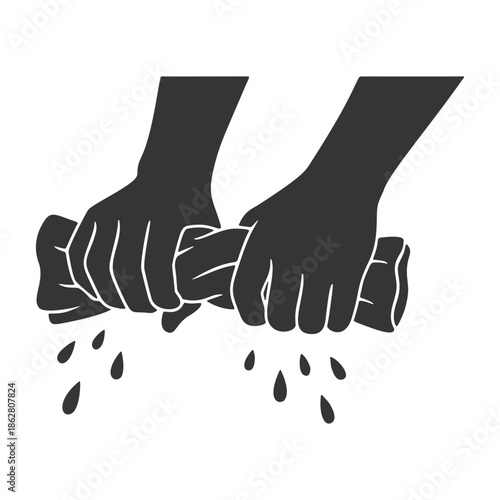 雑巾を絞る手のシルエットアイコン