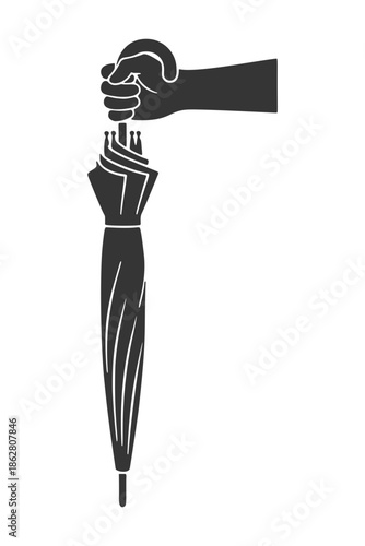 傘を持つ手のシルエットアイコン