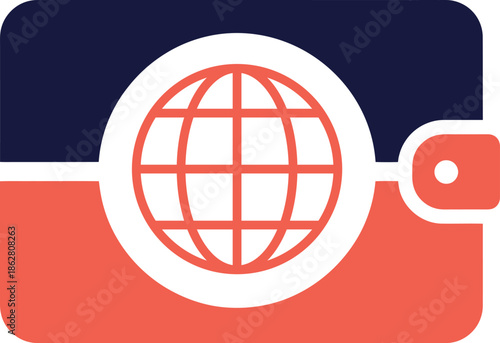 Modern Global Wallet Icon for Secure International Payments and Worldwide Financial Management