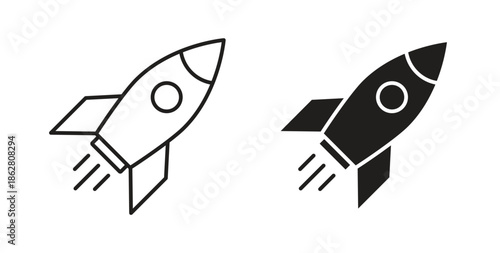 Rocket launch icons linear icon. Line with Editable stroke. monochrome icon