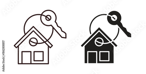 Selling or rent home icons linear icon. Line with Editable stroke. monochrome icon