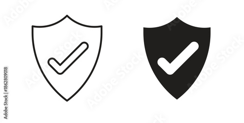 Shield check icons linear icon. Line with Editable stroke. monochrome icon
