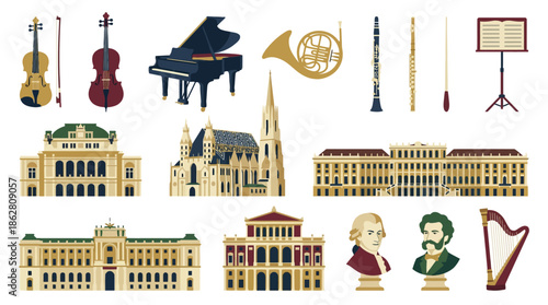 Classical Music Instruments and Famous Composers.