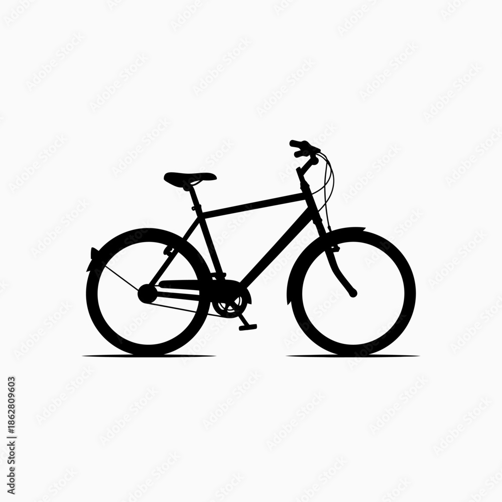 Fototapeta premium Bicycle Silhouette Icon. Black classic city bike vector illustration for transport, leisure, and mobility.