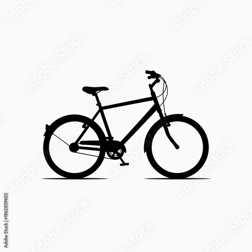 Bicycle Silhouette Icon. Black classic city bike vector illustration for transport, leisure, and mobility.