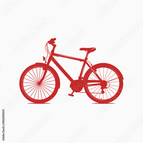 Red Bicycle Silhouette Illustration Isolated on a White Background Vector Graphic