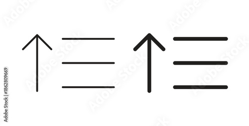 Sort amount up icons linear icon. Line with Editable stroke. monochrome icon