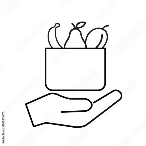 Hand Holding Fruit Box Delivery Icon, delivery received icon