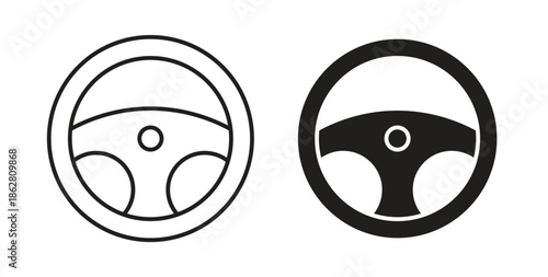 Steering wheel icons linear icon. Line with Editable stroke. monochrome icon