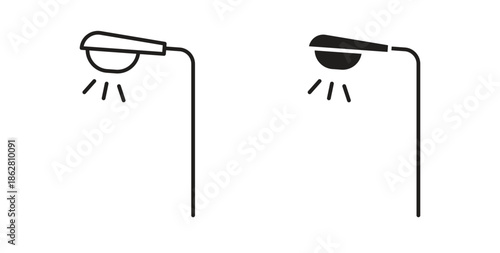 Street light icons linear icon. Line with Editable stroke. monochrome icon