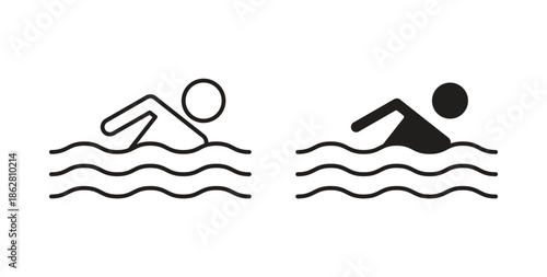 Swimmer icons linear icon. Line with Editable stroke. monochrome icon