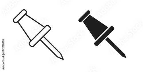 Thumbtack icons linear icon. Line with Editable stroke. monochrome icon
