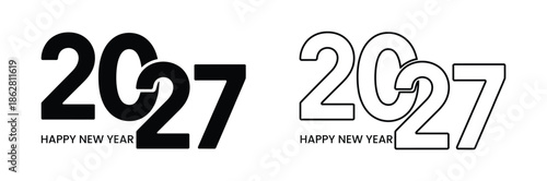 Happy New Year 2027 colorful typographic designs,Happy new year typography vector eps,2027 number design template. 2027 New Year logo text design. Vector illustration.