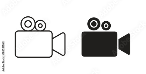 Video camera icons linear icon. Line with Editable stroke. monochrome icon