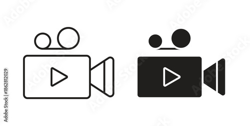 Video camera icons linear icon. Line with Editable stroke. monochrome icon