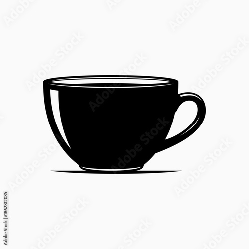 Black Coffee Cup Silhouette Icon Design on White Background