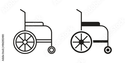 Wheelchair icons linear icon. Line with Editable stroke. monochrome icon
