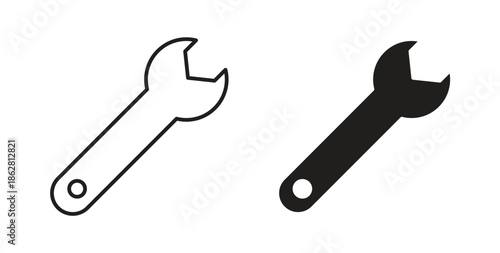 Wrench icons linear icon. Line with Editable stroke. monochrome icon