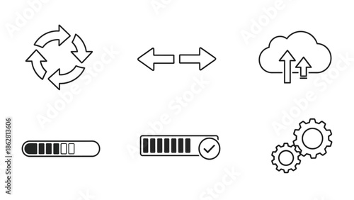 Black and white technology icons set.