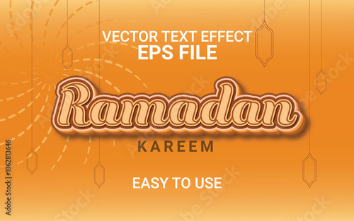 Customizable ramadan kareem vector text effect editable eps file for festive designs