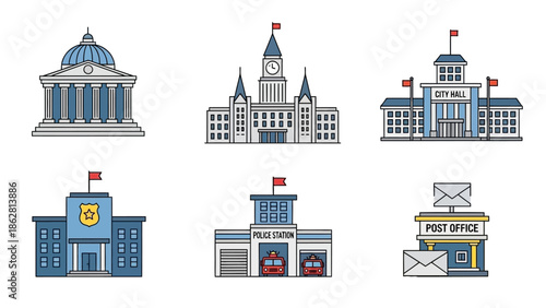 Collection of various building types.