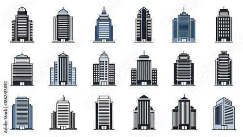 Collection of various city skyscrapers.