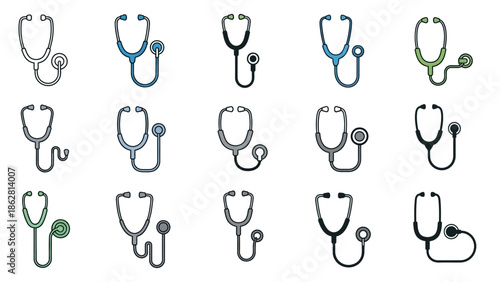 Collection of various stethoscope icons.
