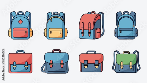 Colorful backpacks and school bags.