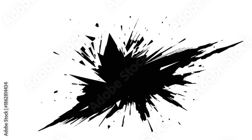 Abstract black and white explosion with ink splatter effect creating a dynamic grunge background.