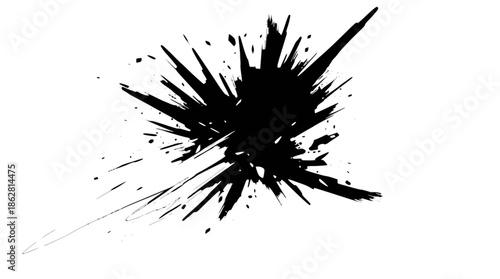 Abstract black and white explosion with shattered fragments creating a dynamic contrast.