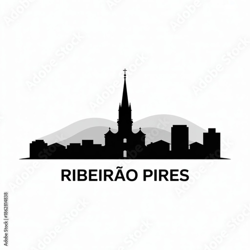 Ribeirão Pires Skyline Silhouette — A Green Hill City of Greater São Paulo Vector Illustration