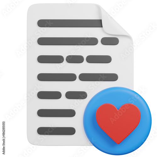 Tableau sur toile 3d render Favorite Document Icon