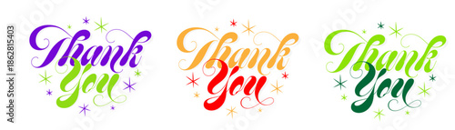 Set of coloured "Thank You" pictograms