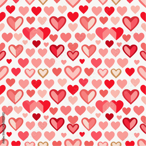 Seamless repeating heart pattern in flat vector style, perfect for Valentine’s Day designs, packaging, textile, wrapping paper, backgrounds, and romantic themed projects. Clean solid colors with simpl
