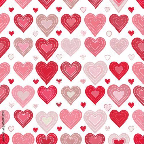 Seamless repeating heart pattern in flat vector style, perfect for Valentine’s Day designs, packaging, textile, wrapping paper, backgrounds, and romantic themed projects. Clean solid colors with simpl