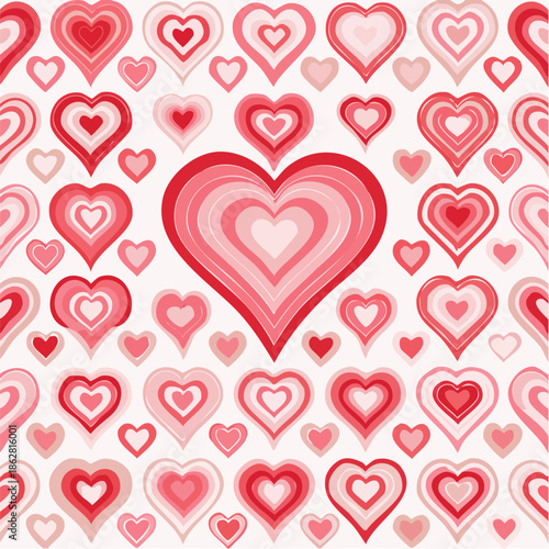 Seamless repeating heart pattern in flat vector style, perfect for Valentine’s Day designs, packaging, textile, wrapping paper, backgrounds, and romantic themed projects. Clean solid colors with simpl