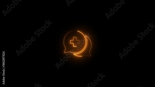Wallpaper Mural Neon medical chat icon and black background for telemedicine concept. Bright digital healthcare support speech bubble icon with plus sign. Torontodigital.ca