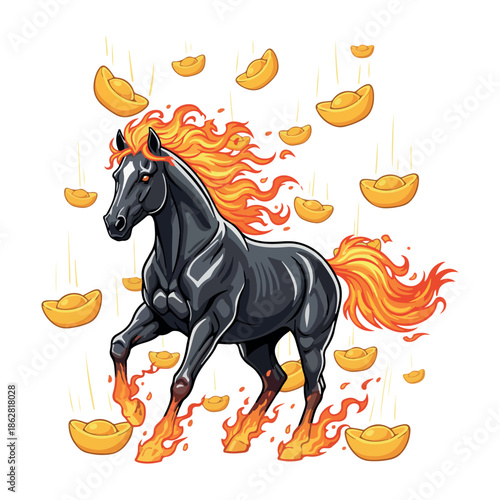 Chinese New Year 2026 Year of the Horse Cartoon Vector 