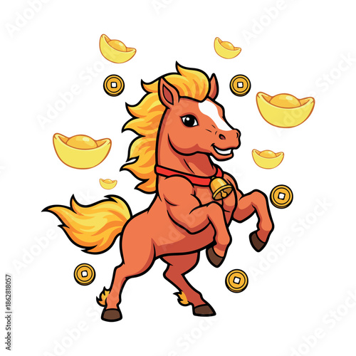 Chinese New Year 2026 Year of the Horse Cartoon Vector 