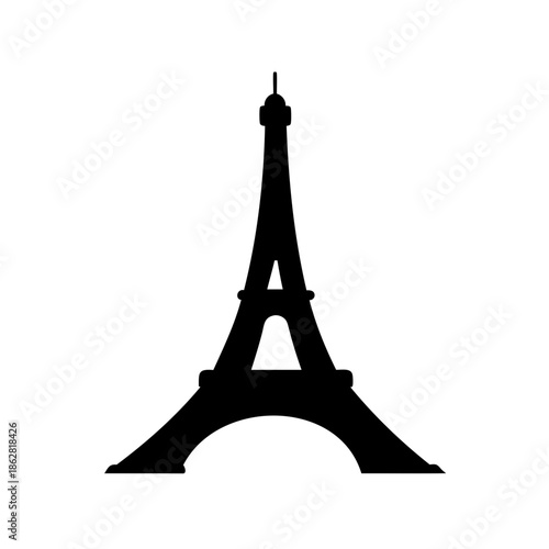 Silhouette of the Eiffel Tower, iconic landmark in Paris, France, tourism symbol