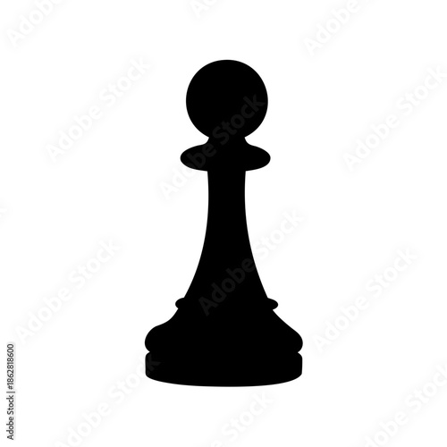 Isolated Silhouette of a Chess Pawn Piece on a Plain White Background