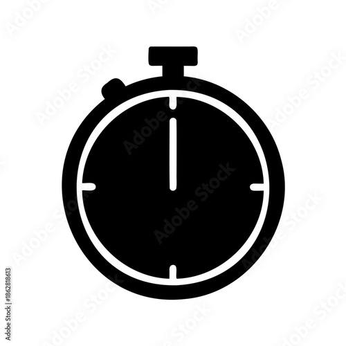 Classic Stopwatch Icon Depicting Time Keeping and Precision in Monochrome