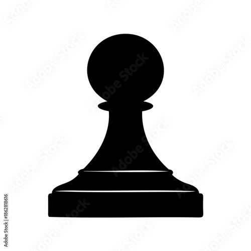 Black Silhouette of a Chess Pawn on a White Background Represents Strategy